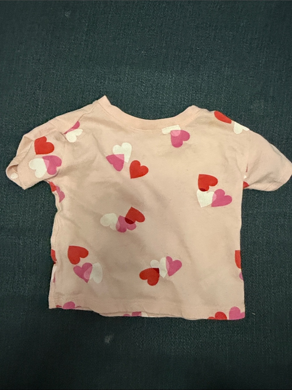 Old Navy Light Pink Short Sleeve Tee with Red, Pink & White Heart Print